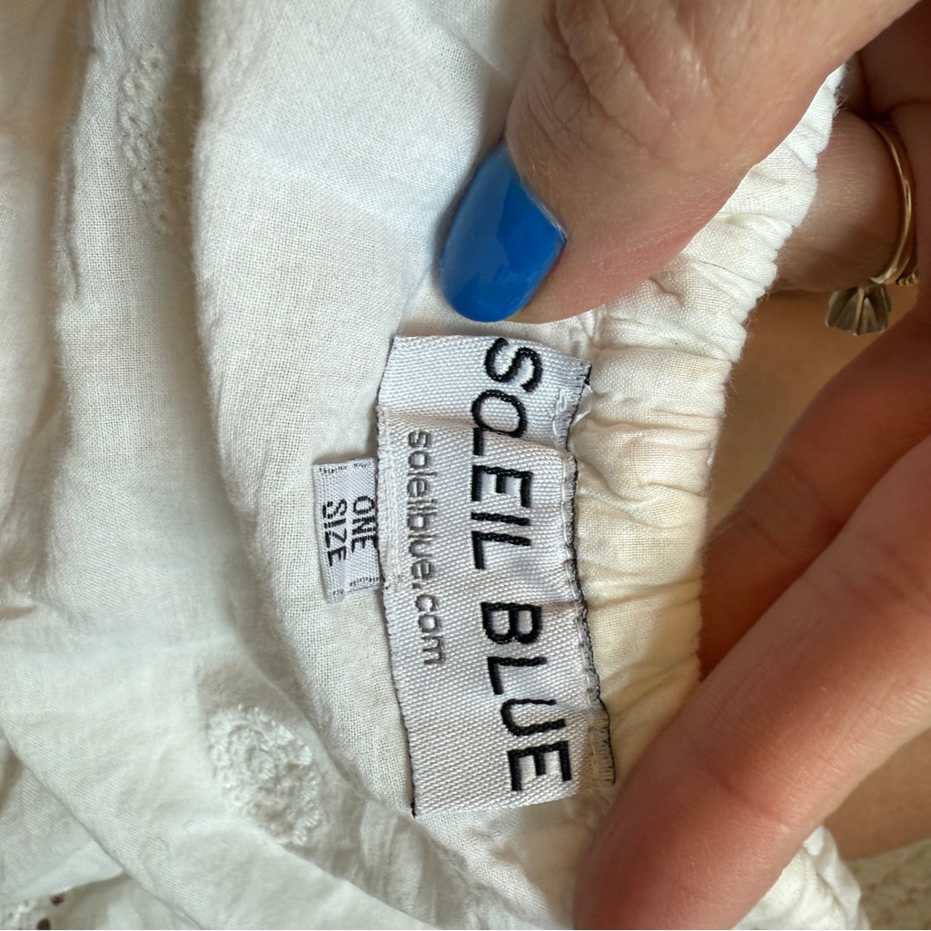 White Strapless Eyelet Ruffle Tube Top Soleil Blue — image 2 of 3